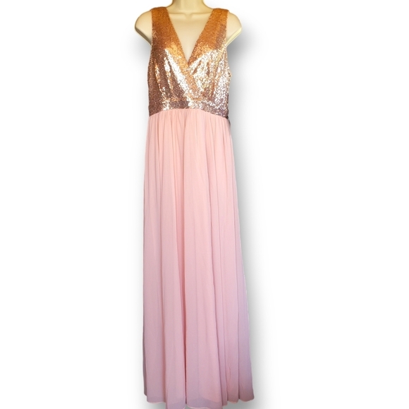 NWT Lulus Elegant Encounter Rose Gold Sequin Maxi Dress Size L - Picture 3 of 11